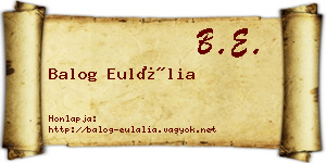 Balog Eulália névjegykártya